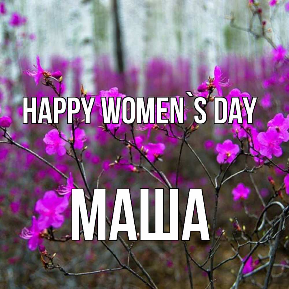 Greetings card с именем, Маша happy women`s day дикие цветы Greetings with text for free download 
